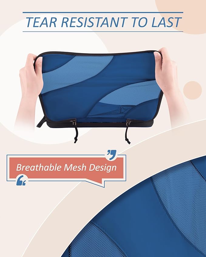BAGSMART Compression Packing Cubes for Travel | Lightweight suitcase organizers bag set, space-saving double zipper expansion for carry-on luggage & travel organization