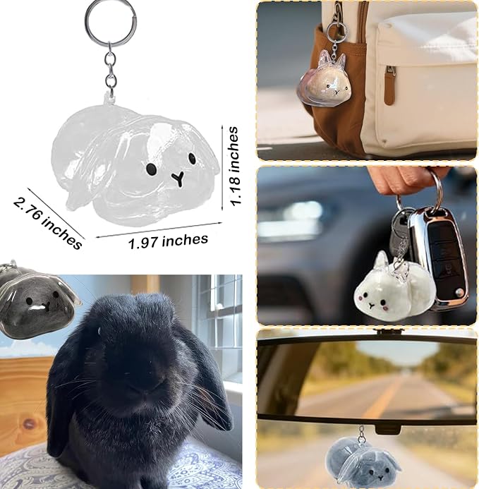 Rabbit Hair Keychain Transparent Pet Fur Keepsake with Tweezer | Portable Rabbit Fur Keychain DIY Pet Hair Memorial Keepsake Bunny Hairs Collector Charm Storage Box, Rabbits Lover Gifts