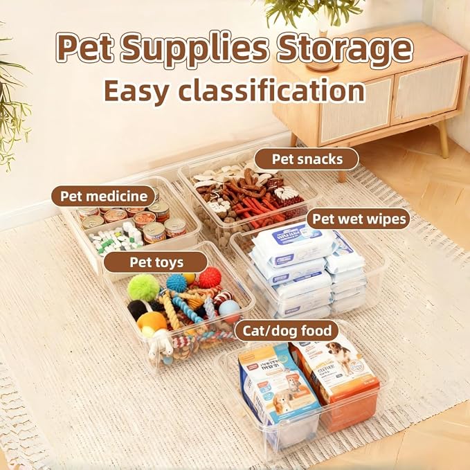 Dog Toy Storage Drawer with Wheels,5 Tier Large Capacity Stackable Bin for Pet Toys & Essentials, All-in-One Dog Stuff Storage Cabinet, Perfect for Living Room, Easy to Clean