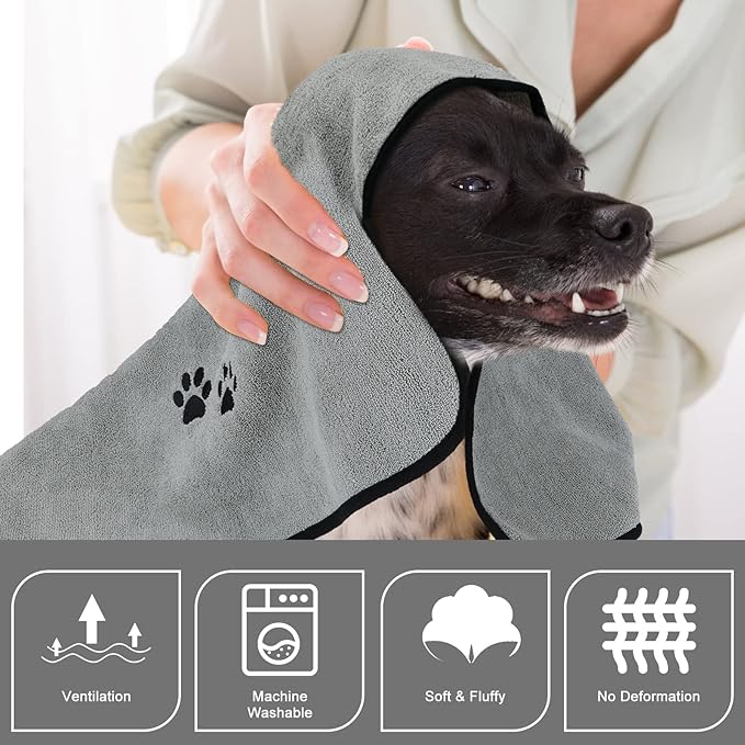 3Pieces Microfiber Pet Bath Towel Dog Towel.Dog Towel Soft Absorbent Drying for Small Medium Large Dogs and Cats with Great for Bathing and Grooming (35 x 20 Inch 3 Colors)