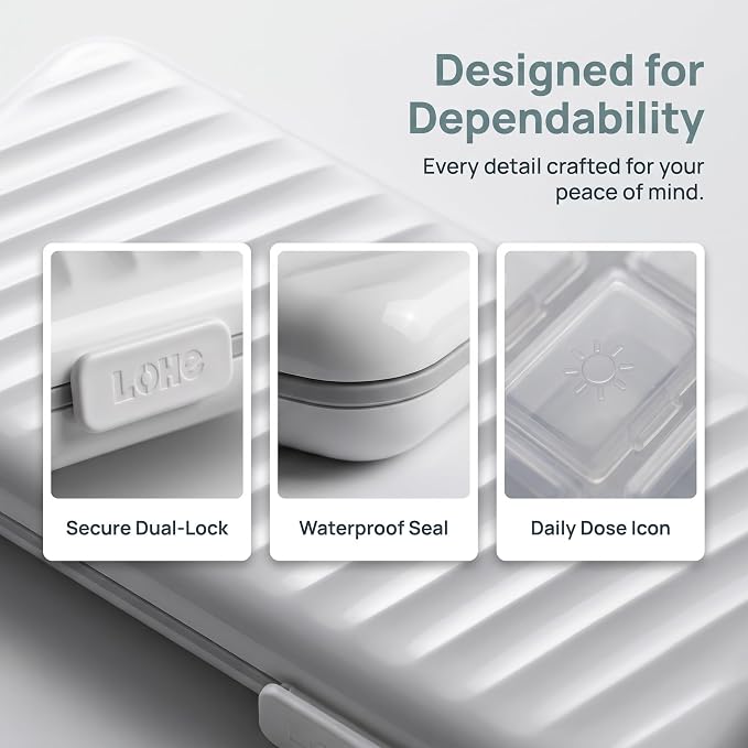 LOHE Pill Organizer 3 Times a Day, Pill Box 7 Day, Weekly Travel Case | Large 7 Day Pill Box 3 Times a Day, Portable Pill Case for Medication, Vitamins, Fish Oil and Supplements