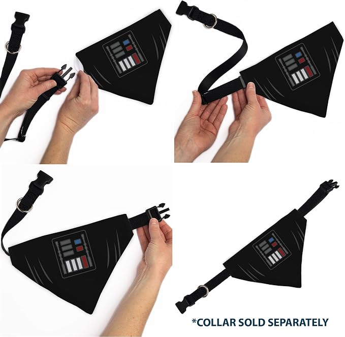 Star Wars Pet Bandana Slide On Slip Through | Star Wars Darth Vader Character Close Up Black Double Sided Polyester