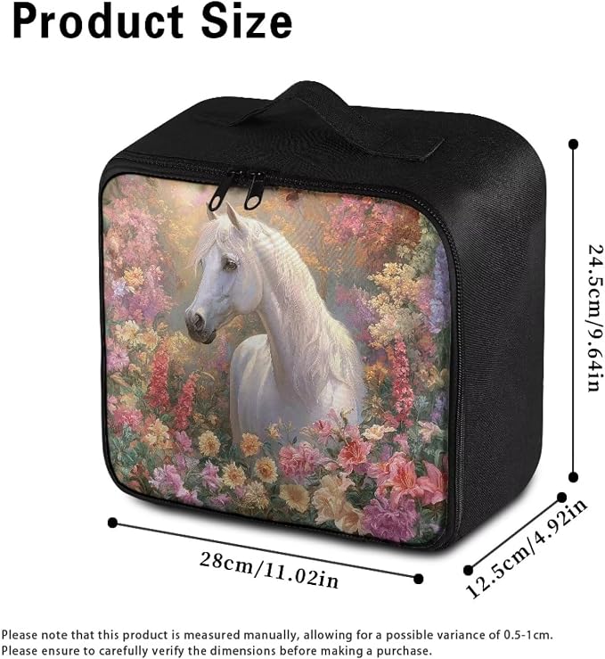 Rnyleeg Floral Horse Medical Kit for Home Portable First Aid Bag with Handle Empty First Aid Travel Kit Compact Emergency Medicine Supply Bag for Women