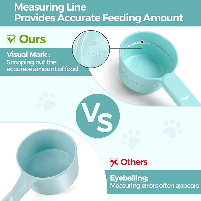 ComSaf MSBC Melamine Pet Food Scoop, Cat Food Measuring Cups, Comfortable Long Handle Scoop for Dog, Cat, Ferret and Rabbit Food, 1 Cup Size Pet Food Feeding Scoop (Blue) (Pack of 2)