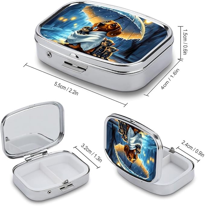 Pets Durable Metal Pill Case for Daily Use, 2 Slot Medicine Box Organizer,Leak Proof Travel Pill Container for Vitamins, Compact Pocket Medicine Holder for Seniors,Holiday Gift