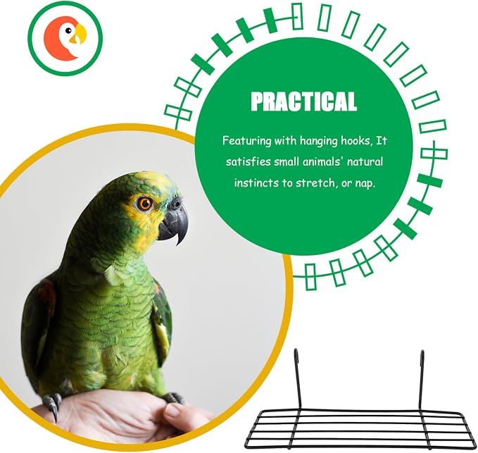 Happyyami 1pc Wall Shelf for Pet Parrots Sturdy Hanging Perch Hooks Bird Stand for Climbing and Displaying Items Easy to Install Frame