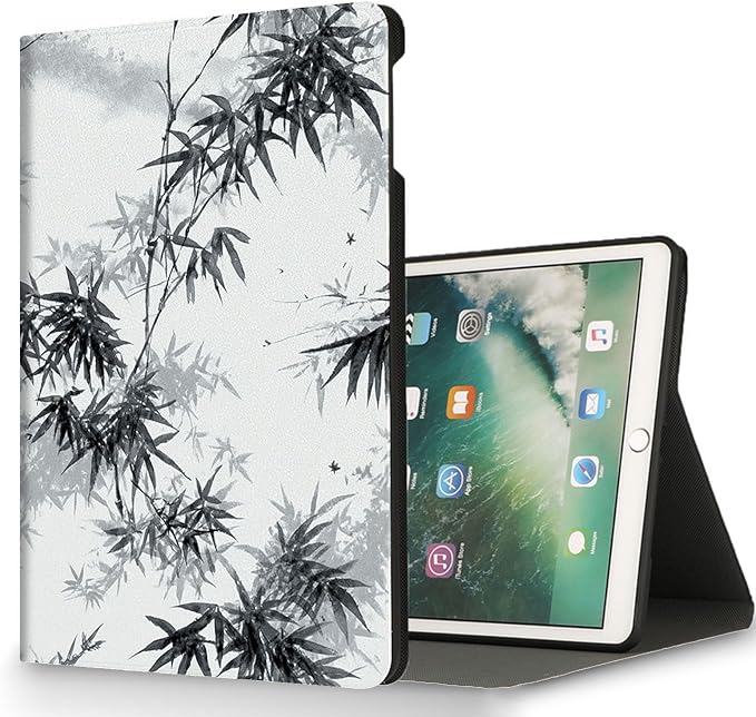 for Microsoft Surface Pro X/Pro X Plus-13 2019/2020/2021/2024 Tablet Case,Auto Wake/Sleep,Adjustable Stand Protective Cover - Bamboo Ink Painting