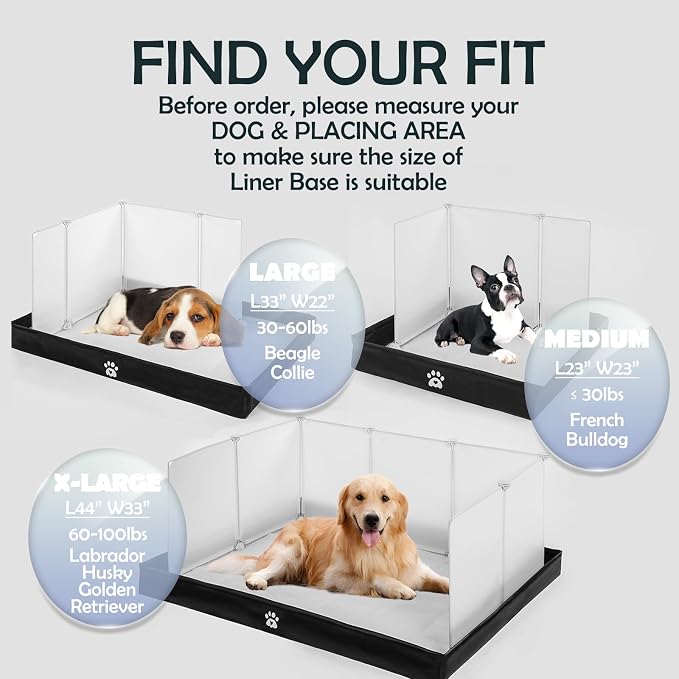MEEXPAWS Dog Pee Pad Holder Foldable with Dog Litter Box Enclosure High Wall, Puppy Pad Holder Tray with DIY Splash Guard for 22’’x22’’ Pee Pads, Indoor Dog Potty for Small to Medium Dogs, Easy Clean