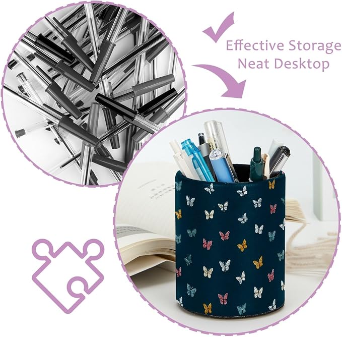 Butterflies Pen Holder, Pencil Cup Marker Brush Holder Desk Storage Case, Desktop Organizer for School Office Home Supplies