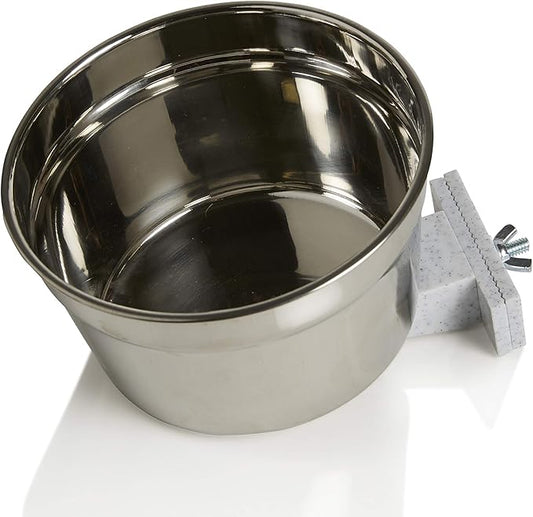 Lixit® Stainless Steel Kennel Food or Water Bowl - Non Spill Hanging Removable Crate Bowls - Carrier Cage Dish for Dogs or Cats for Feeding and Drinking (Stainless Steel, 40 Ounce)