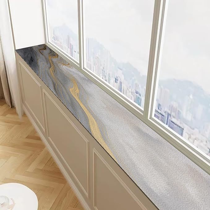 Cut-to-fit Narrow Window Sill Mat,Absorbent Window Sill Cushion Pad Non-Slip Backing,Customizable Decorative Window Sill Protector Cover for Dog Cat Pets(39" L x 7.8" W, Grey A)