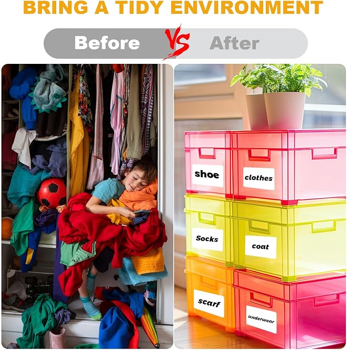 200 Pcs Storage Bin Labels, 6 X 4 in, Removable, with Marker Pen | Tear Resistant, Water and Oil Resistant, Blank Writeable Labels for Moving, Home, School, and Office Use