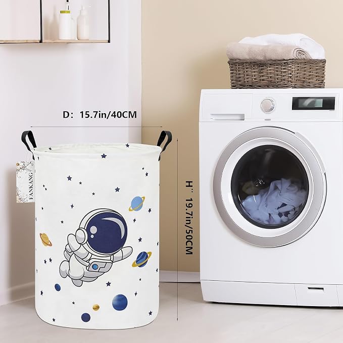 Astronaut Storage Bin Foldable Nursery Basket | Foldable with Waterproof PE Coating Organizer Bin for Kids Boys and Girls,Office,Bedroom,Clothes