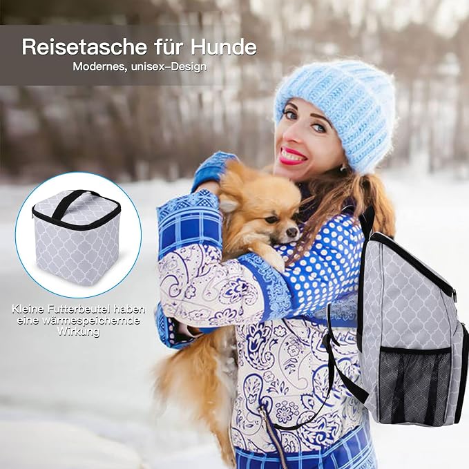 BAGLHER丨Dog Travel Bag, Airline Approved Pet Supplies Backpack, Dog Travel Backpack with 2 Silicone Collapsible Bowls and 2 Food Baskets