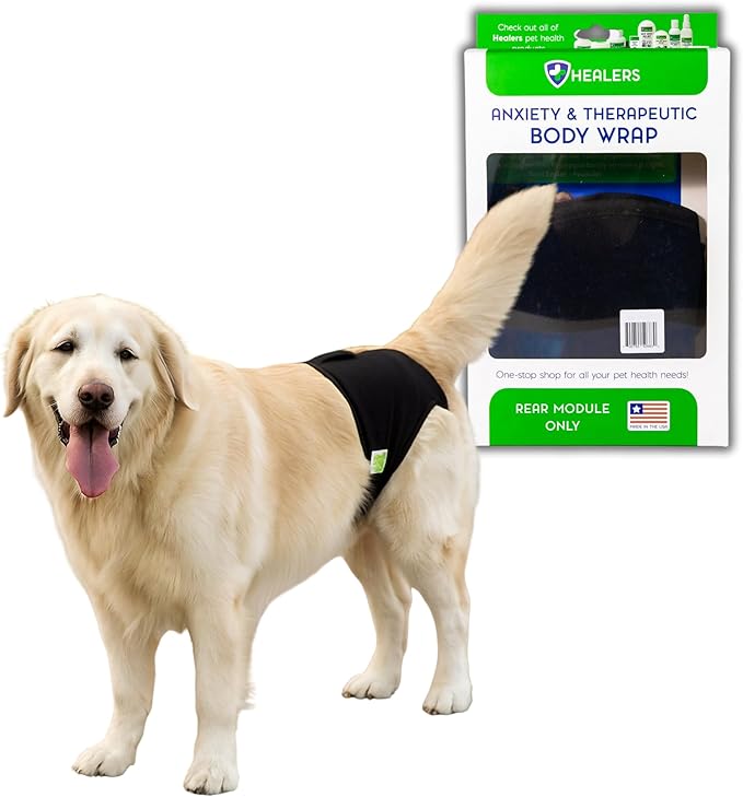 Healers PetCare Rear Wrap for Dogs, Calming Support, X-Large | Calming compression wrap, incontinence and recovery support, hot/cold pockets, adjustable, breathable, washable
