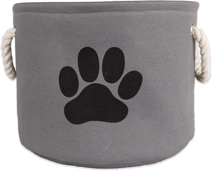 Bone Dry Pet Storage Collection Collapsible Bin, Small Round, Gray