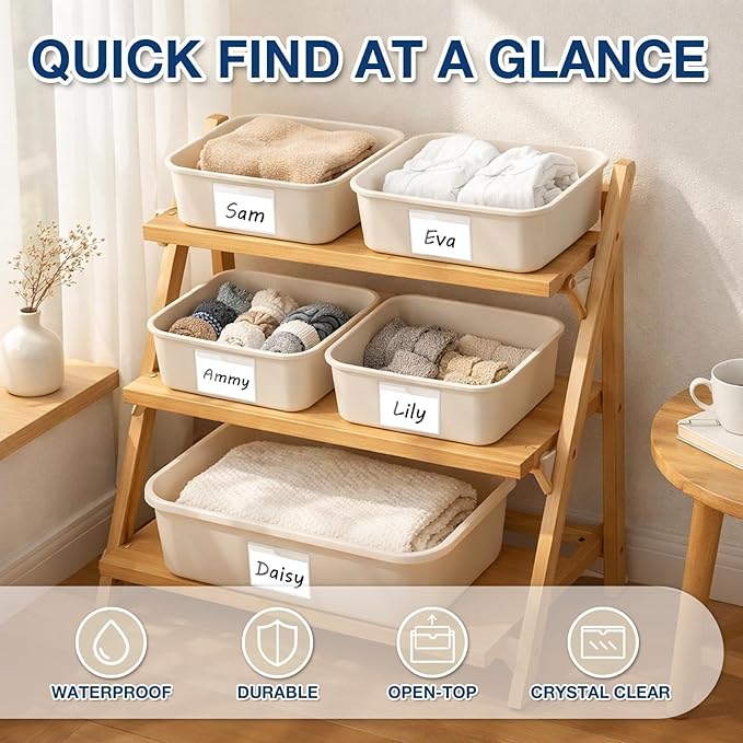 H4D 24 Pack labels for Storage Bins, 4" x 6" Plastic Clear Adhesive Pockets | Top-Open Index Card Holder, Waterproof & Removable Labels for Storage Bins, Totes, Containers, Shelves & Library Organization