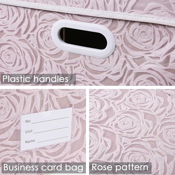 Extra Large Collapsible Storage Cubes with Lids Fabric Decorative Storage Bins Boxes Organizer Baskets with Cover Handles for Bedroom Closet Living Room 19.6x15.7x11.8 Inch 3 Pack