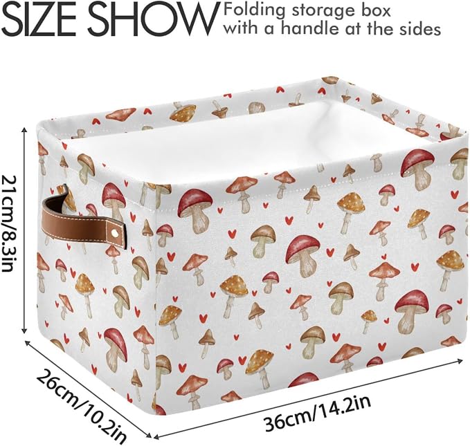 Didi & Hosa Storage Basket Cube Mushrooms Collapsible Toys Shelf Baskets Bin with Handle Laundry Organizer Storage Box for Home School & Office