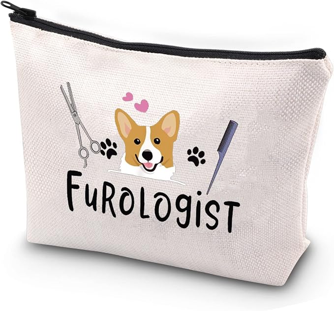 JYTAPP Furologist Funny Puppy Stylist Cute Dog Groomer Cosmetic Bag Dog Groomer Survival Kit Zipper Pouch Pet Grooming Gifts