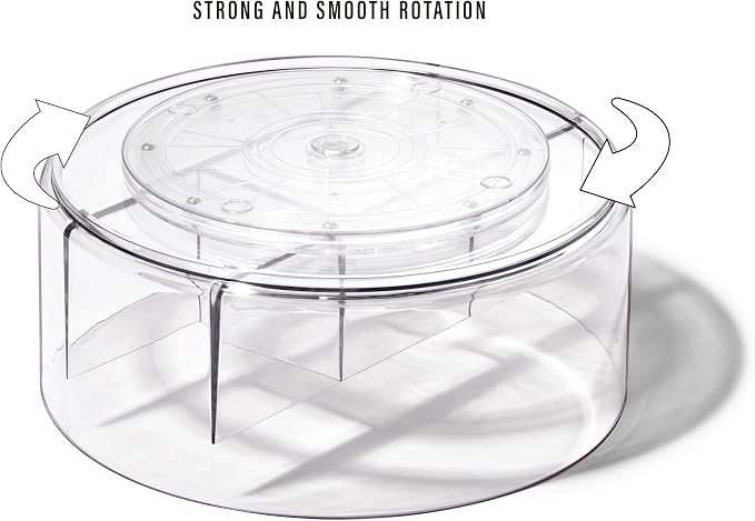 BINO Plastic Round Turntable Organizer with 5 Compartments - Clear | Spinning Divided Turntable Container | Rotating Organizer Storage for Bottle Condiments Fridge Kitchen Counter Pantry Bathroom