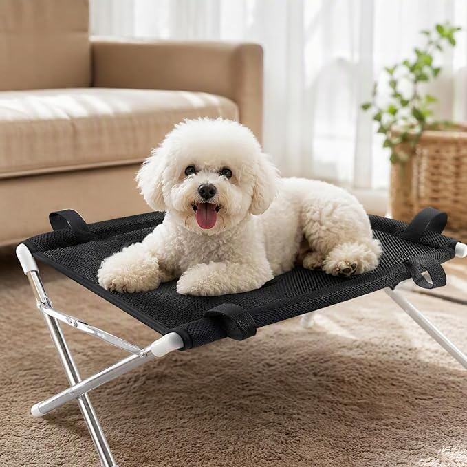 Foldable Dog Grooming Table, Pet Hammock with Stand for Small Dogs & Cats