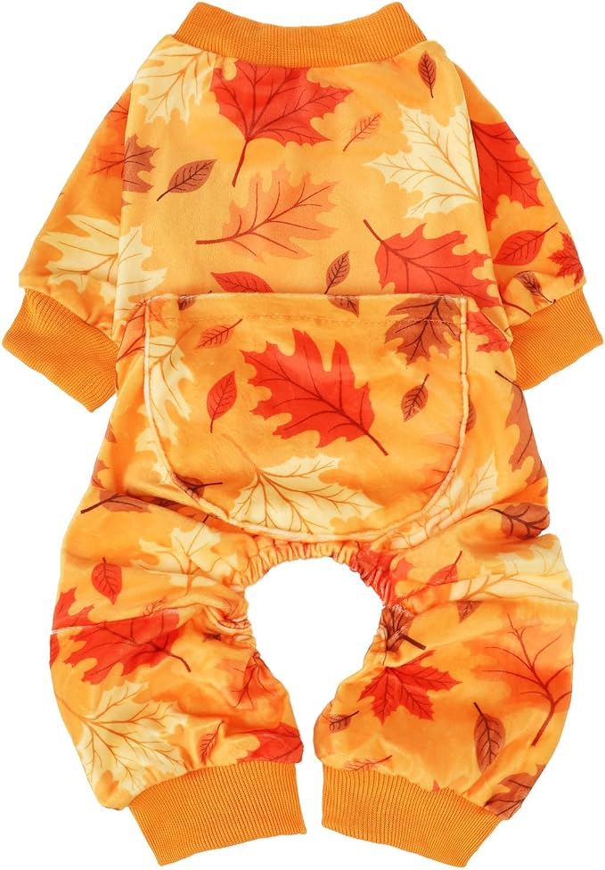 PUPTECK Soft Fleece Dog Pajamas for Small Medium Dogs, Dog Onesie Puppy Sweaters Clothes Jumpsuit Pjs, Cute Jammies Cat Coat Pet Costume Apparel