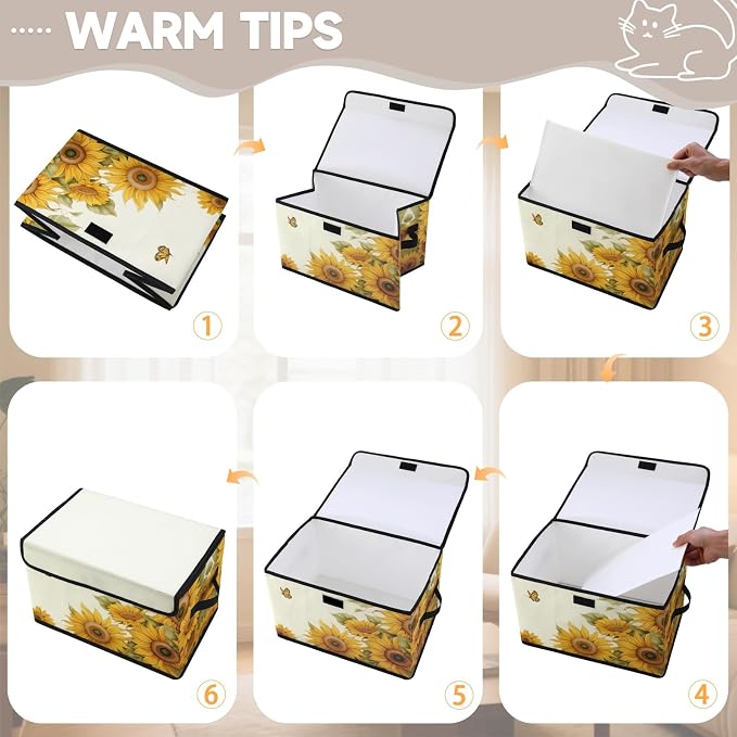 Stackable Storage Bins with Lids,Closet Organizers Fabric Box for Home and Office,Blanket Clothes Organizers,Under Bed Storage Containers 3 Pack