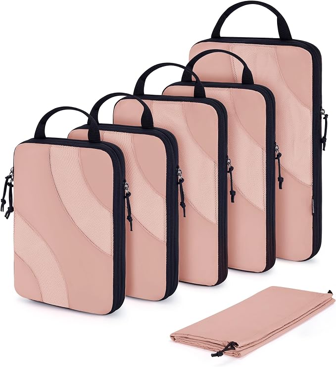 BAGSMART Compression Packing Cubes for Travel | Lightweight suitcase organizers bag set, space-saving double zipper expansion for carry-on luggage & travel organization