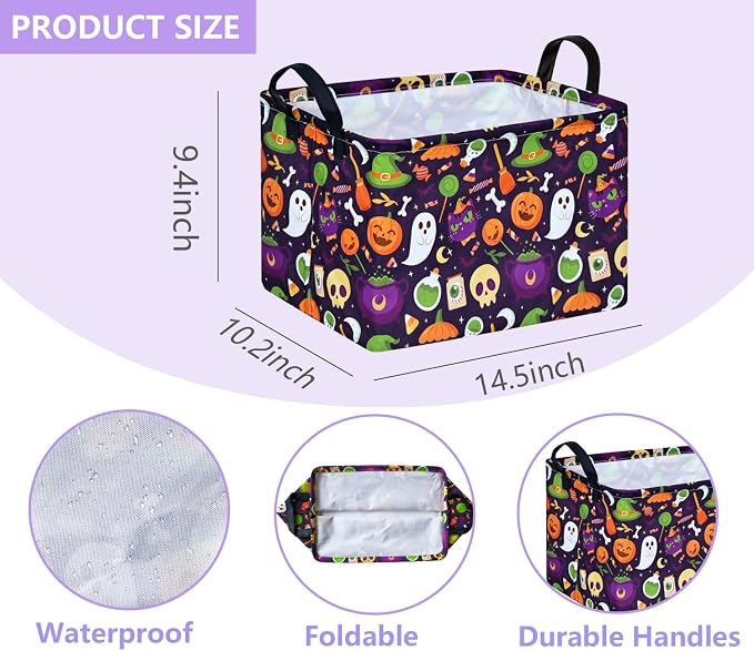 Pumpkin Pattern Storage Basket Gift Shelf Basket Storage Bin, Nursery Basket Organizer Box for With Handles for Room Deco