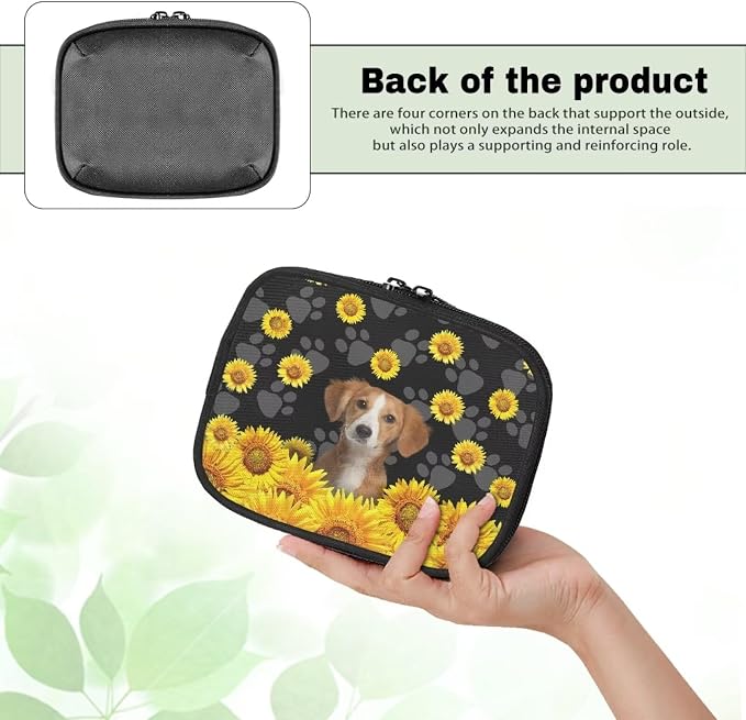 Dog First Aid Kit Bag Cute Sunflower Puppy Pattern Emergency Kit Pet First Aid Kit for Dogs Travel,Home Office Car First Aid Kit Bag Empty Emergency Survival Kit Bag,Dog Medical Kit