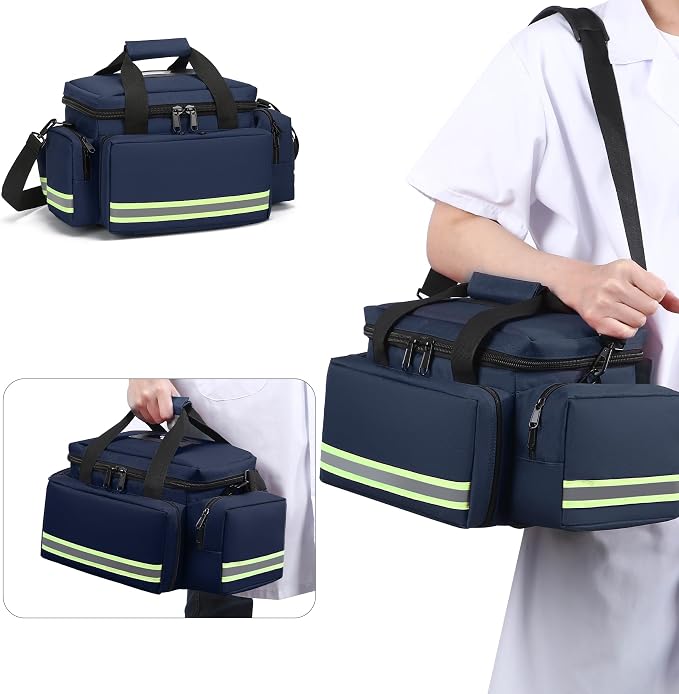 Medical Bag Empty Emergency Bag Medical Bag Organizer Professional First Responder Trauma Bag，First Aid Bag with Detachable Dividers for Nurses,Home Health Care, EMT(Bag Only)