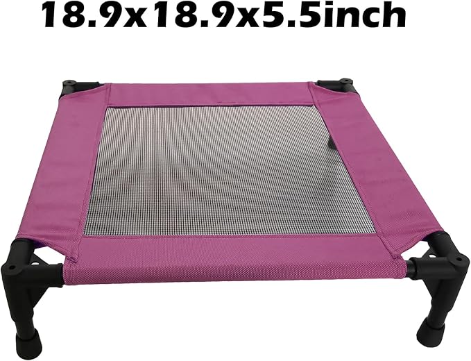 Pozico Elevated Pet Bed with Breathable Mesh for Small Cat and Dog, Raised Cooling Pet Cot for Puppy and Kitty, 18.9x18.9 inch (Purple Bed)