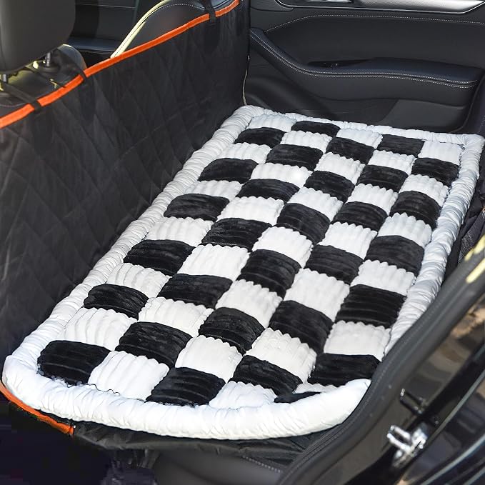 Backseat Dog Bed Mat, Dog Mat for Car Backseat Extender, 24.8'' x 54'' Non-Slip Travel Pet Blanket for Back Seat, Washable, Soft & Scratch-Proof, Universal Fit for Car, SUV, Truck, 2'' Thick