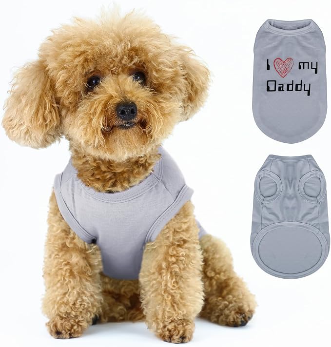 Expressive Pet Vest: Sleeveless Dog Shirt with 'I Love My Daddy' Slogan, Ideal for Chihuahuas, Poodles, Yorkies, and More - Adorable Design, Ultimate Comfort, Easy Maintenance! Gray X-Small