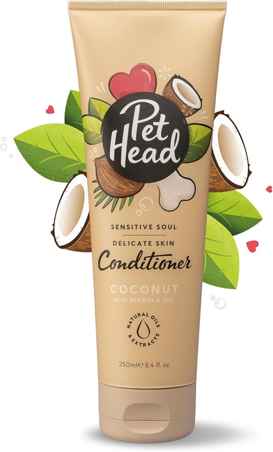 Pet Head Sensitive Soul Dog Conditioner | Coconut Scent | Conditioner for Dogs with Sensitive Skin | Professional Grooming | Vegan | pH-Neutral | Gentle Formula for Puppies | Made in USA | 8.4 fl. oz.