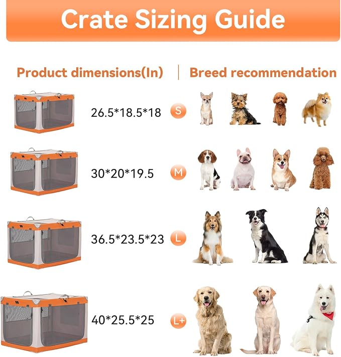 A 4 Pet 40-in Collapsible Soft Dog Crate, Large Dogs, Travel | patented screw frame, Lockable zippers, waterproof base, washable cover, outdoor/indoor/car