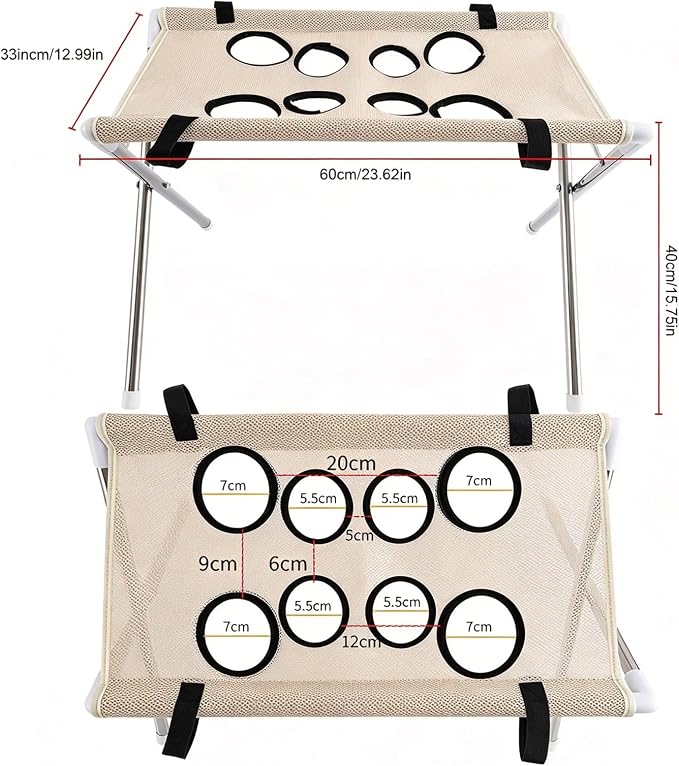 Foldable Dog Grooming Table, Pet Hammock with Stand for Small Dogs & Cats