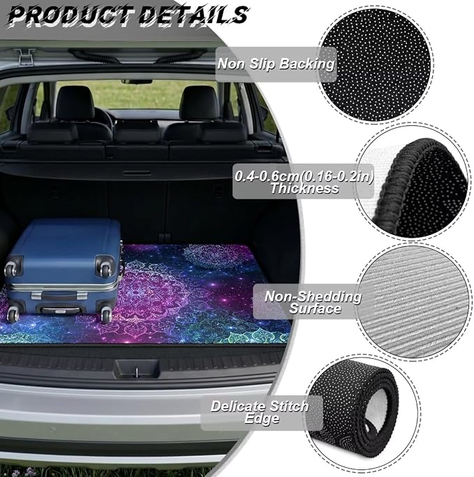 Howilath Galaxy Purple Mandala Car Trunk Mat All Weather Cargo Liner Non-Slip Rear Trunk Protection Polyester Carpet for SUV Sedan Truck 29"x39"