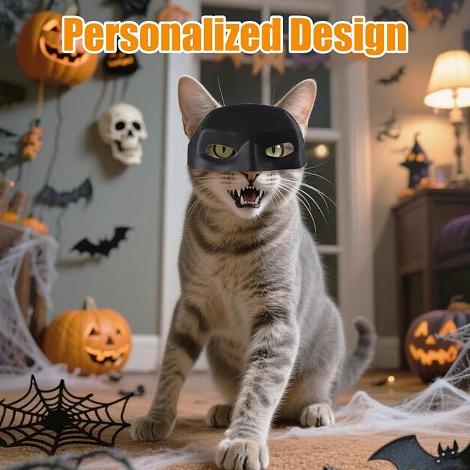 Bat Cat Masque Pet Costume Accessory Kitten Dress Up Hat Dress Up Accessory | Black Bat Cosplay Masque Hat for Cats Halloween Holiday Events Theme Photography Holiday Events Theme Photography