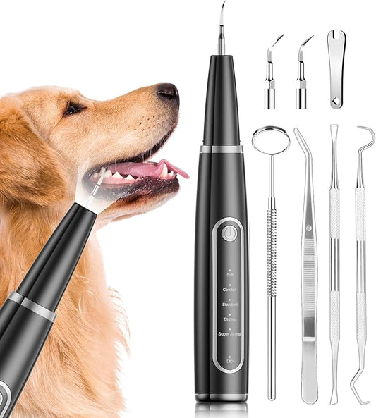 Ni-SHEN Dog Plaque Remover for Teeth,Pet Ultrasonic Tooth Cleaner,Teeth Cleaning Kit -Tartar Remover for Teeth Stains for Dogs and Cats (Black)