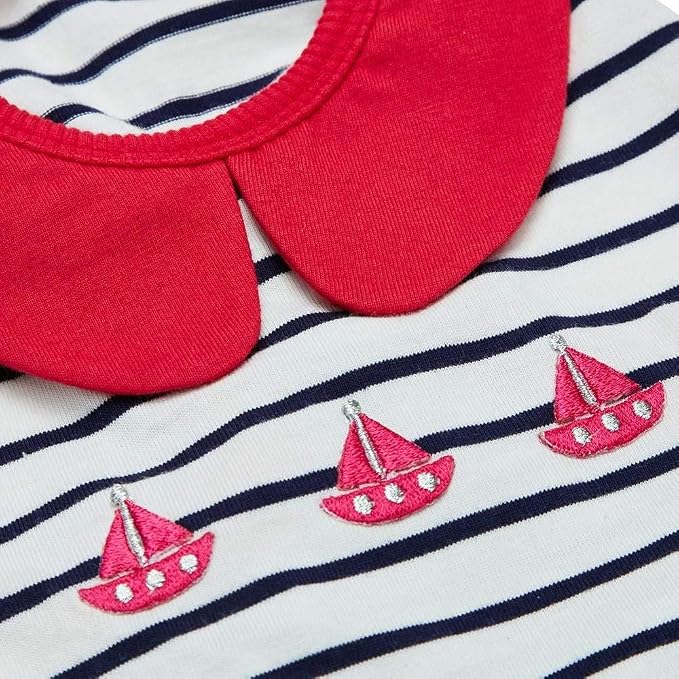 Blueberry Pet Soft & Comfy Summer Vacation Beach Cotton Dog T-Shirts, Cerise Red, 2 Pack, Sailor Suit Shirts Tank Top Clothes, Back Length 14", for Small Medium Dogs
