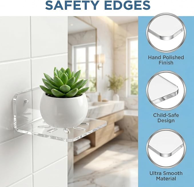 NIIIYTYB Acrylic Camera Shelf for Wall Mount Small No Drill Stand for Security Video Devices Baby Monitor and Speaker Clear Indoor Shelves Easy to Install for Home or Office Use