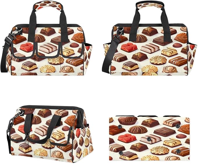 Chocolate Heavy Duty Tool Bag 14.8 Inch Food Portable Soft Tool Box Organizer Storage with Adjustable Shoulder Strap