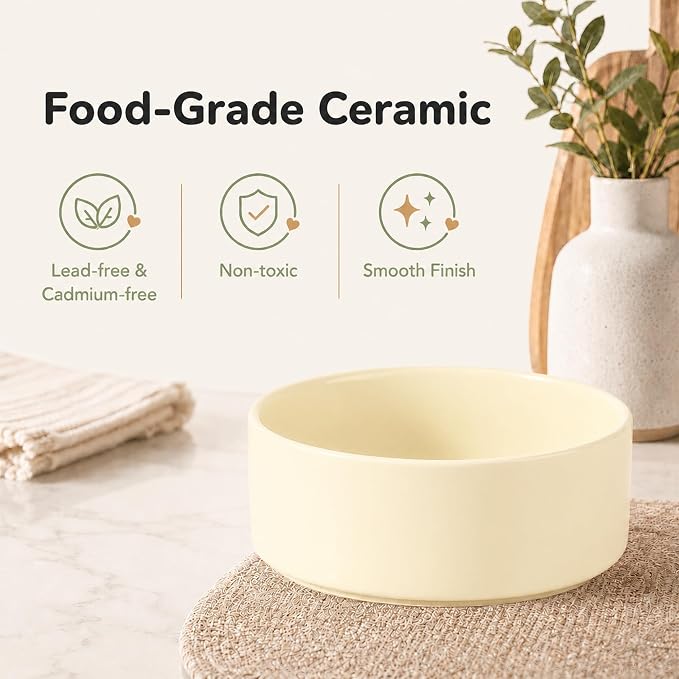 Havniva Ceramic Dog Bowls Elevated, Raised Dog Food Bowl for Large Dogs | 8.3” Elevated Dog Bowls, Non-Slip Wood Stand, Dog Food and Water Bowl Set, Dog Feeding Dish, Large Capacity Pet Water Bowl
