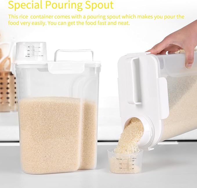 Rice Container,Rice Storage Container,5L,5.2Qt Tcereal Storage Container | Suitable for Home Kitchen Rice, Soybean Food Storage,Pet Food Storage Containers