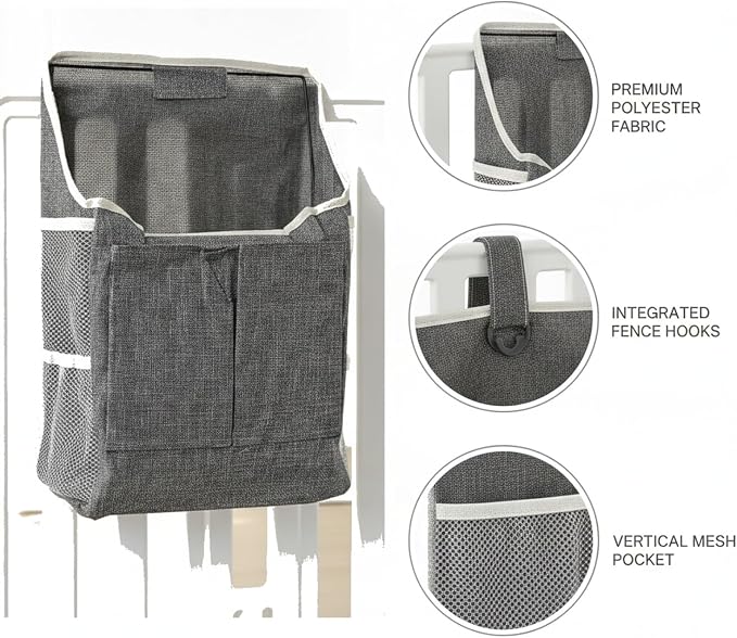 1 Pack Hanging Pet Fence Storage Bag, Vertical Mesh Organizer for Dog Playpen Accessories, Polyester Pocket for Treats and Toys