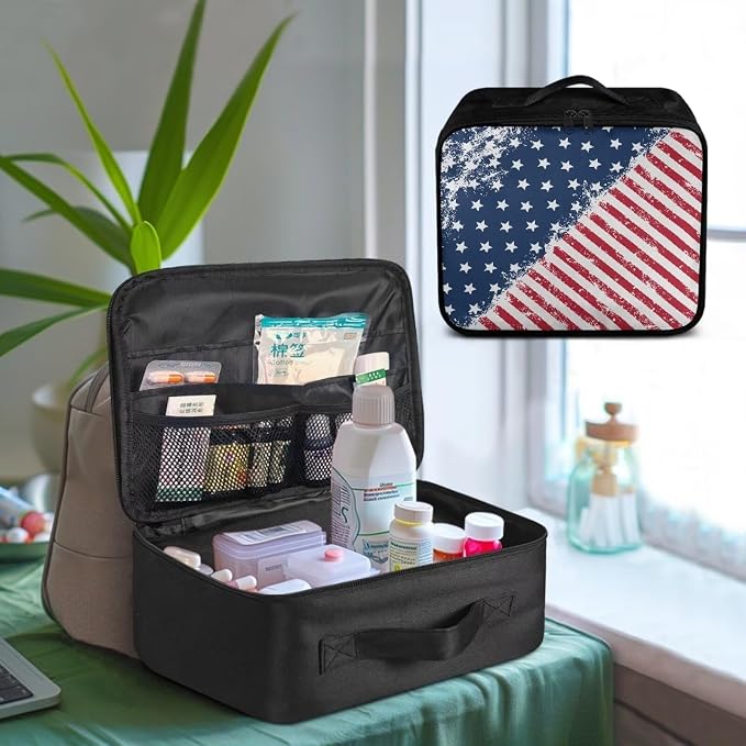 Rnyleeg American Flag First Aid Kit Bag Medium First Aid Kits for Businesses Travel Medicine Bag Organizer Medical Kits for Home Car Camping Hiking