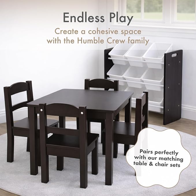Humble Crew Toy Storage Organizer with 9 Removable Storage Bins for Kids Playroom, 3-Tier Toddler Toy Organization and Storage, Espresso/White