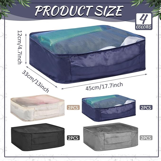 Silkfly 8 Pcs XL Packing Cube for Travel Luggage,Simple,Multicolor | 17.7 x 13 x 4.7, Same Size, Mix Color Suitcase Storage Organizer Set, Reusable Mesh Clothes Cube for Hiking Camp Family